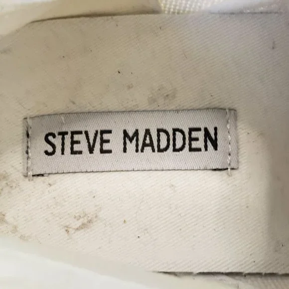 Steve Madden Emmi Platform Lace Up Sneakers White Chunky Canvas Shoes Size 8.5 - Picture 10 of 12